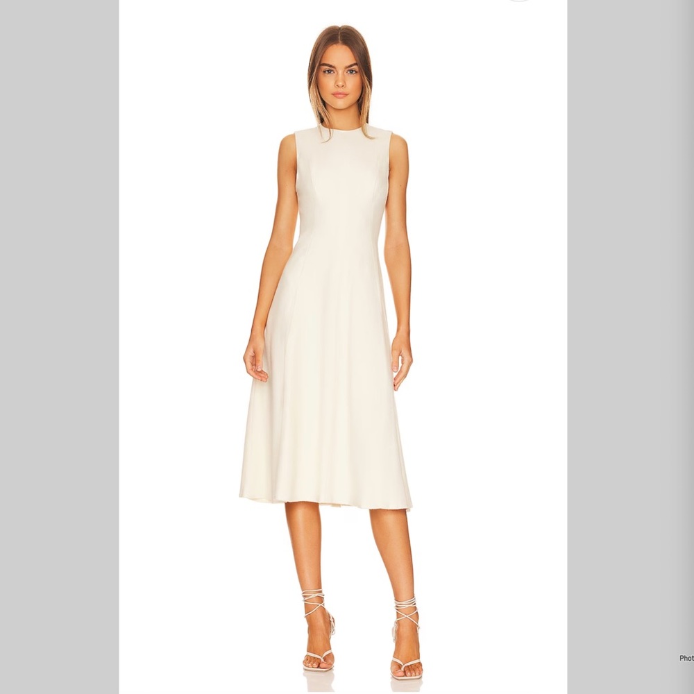 Vince Paneled Crew Neck Dress in Cream